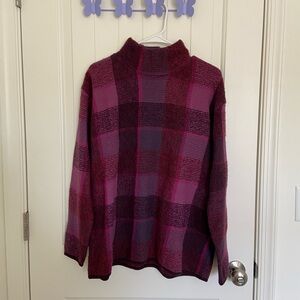 NWOT Andrea Jovine women’s purple mock neck wool blend soft plush knit sweater M